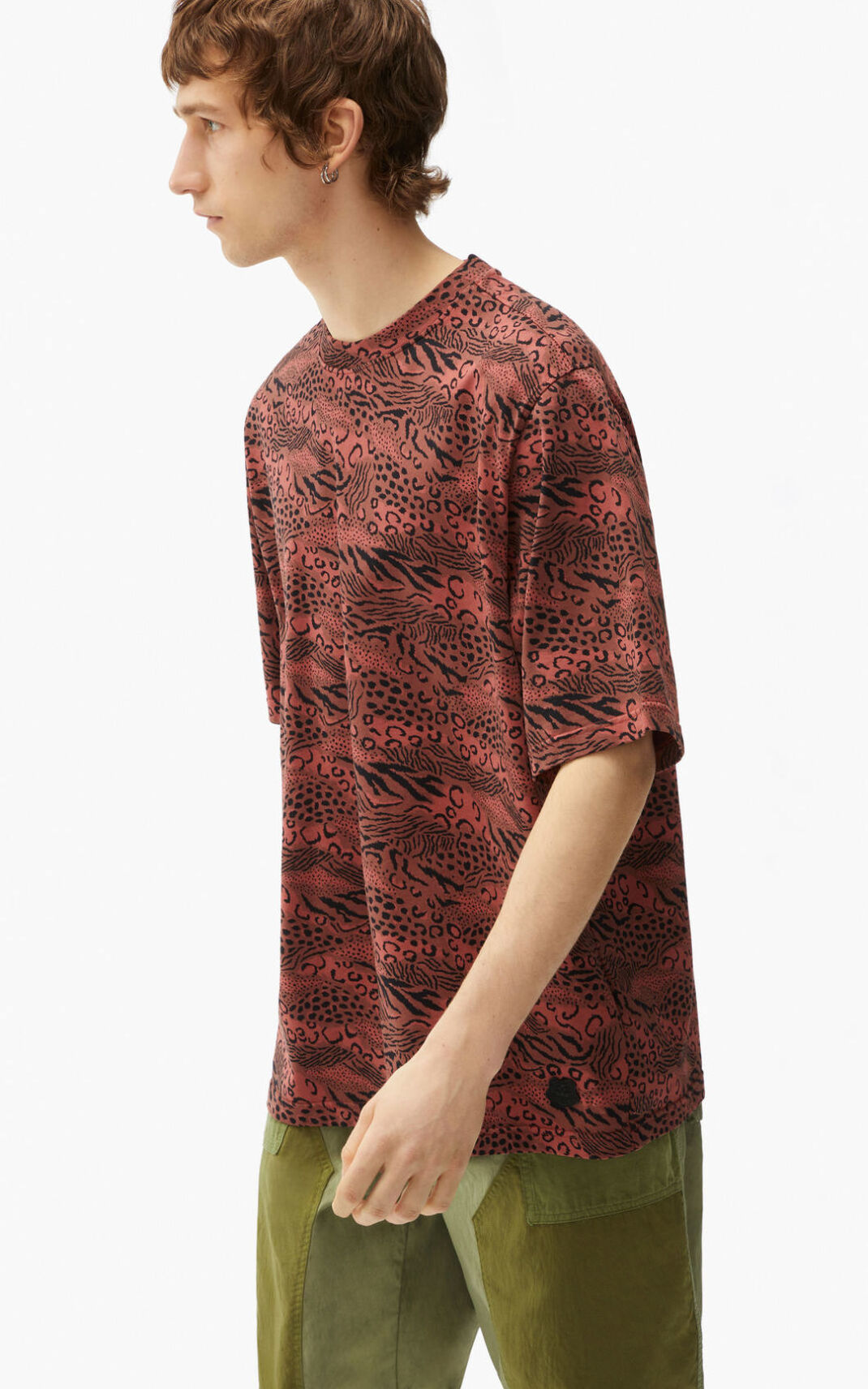 Kenzo Leopard T-shirt Heren DonkerRoze | 10564THXO